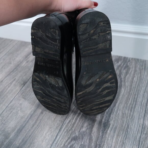 Michael Kors Shoes Womens 8 Black Chelsea Rain Boots Ankle Booties Slip On - Picture 11 of 15